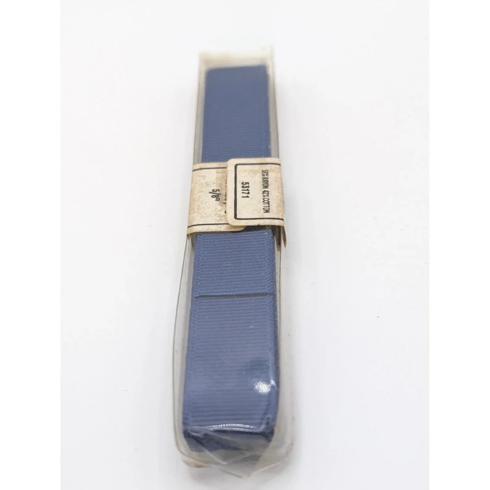 Vintage Burlington Navy Blue Grosgrain Ribbon 5/8 Inch x 7 Feet Rayon Blend